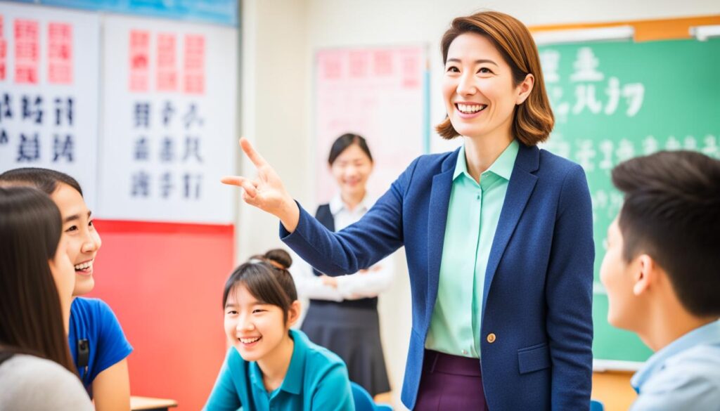 Japanese language instructor teaching in China