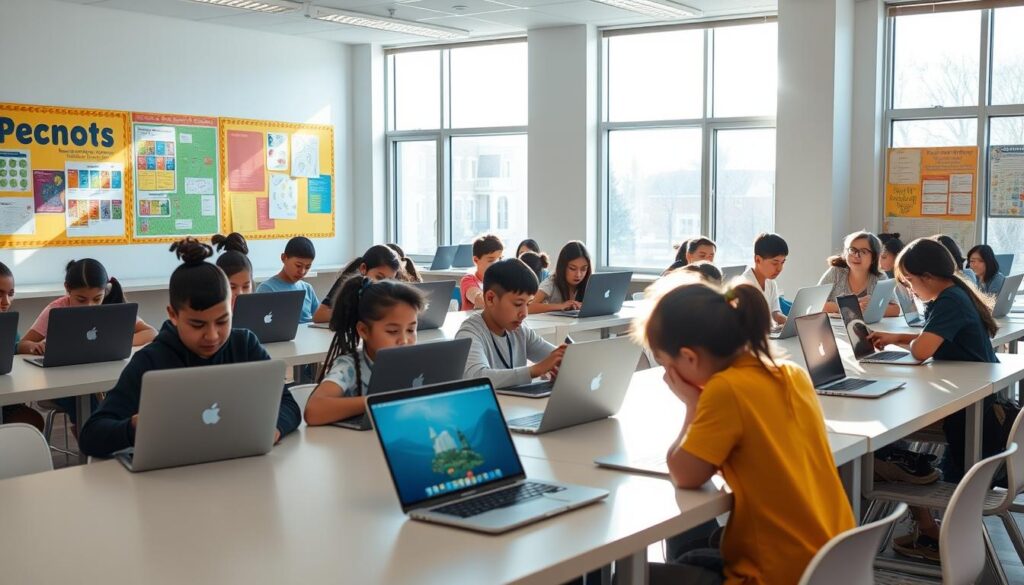 HKIS students using MacBooks in classroom